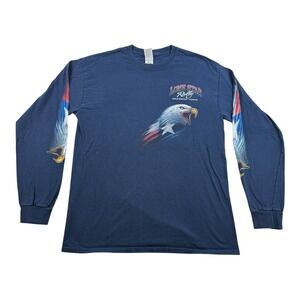 Vintage Lone Star Rally Shirt Mens Medium Blue Long Sleeve Galveston Texas Eagle